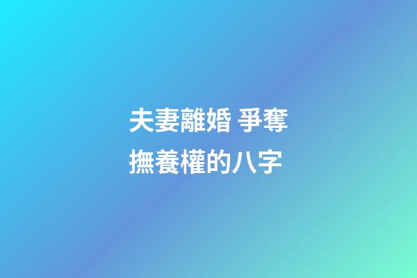 夫妻離婚 爭奪撫養權的八字